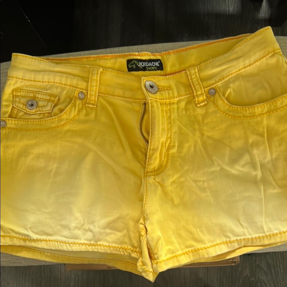 Jordache Yellow Jean Shorts with Gradient Fade